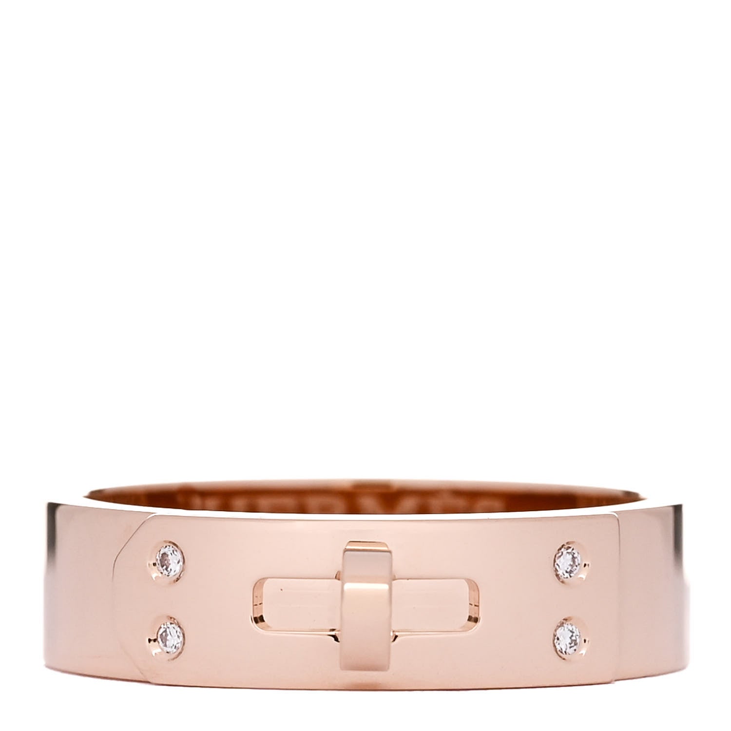 Hermes 18K Rose Gold Diamond PM Kelly Ring 52 6 1 of 5