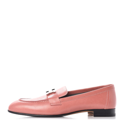 Hermes Goatskin Paris Loafers 38.5 Rouge Blush 1 of 11