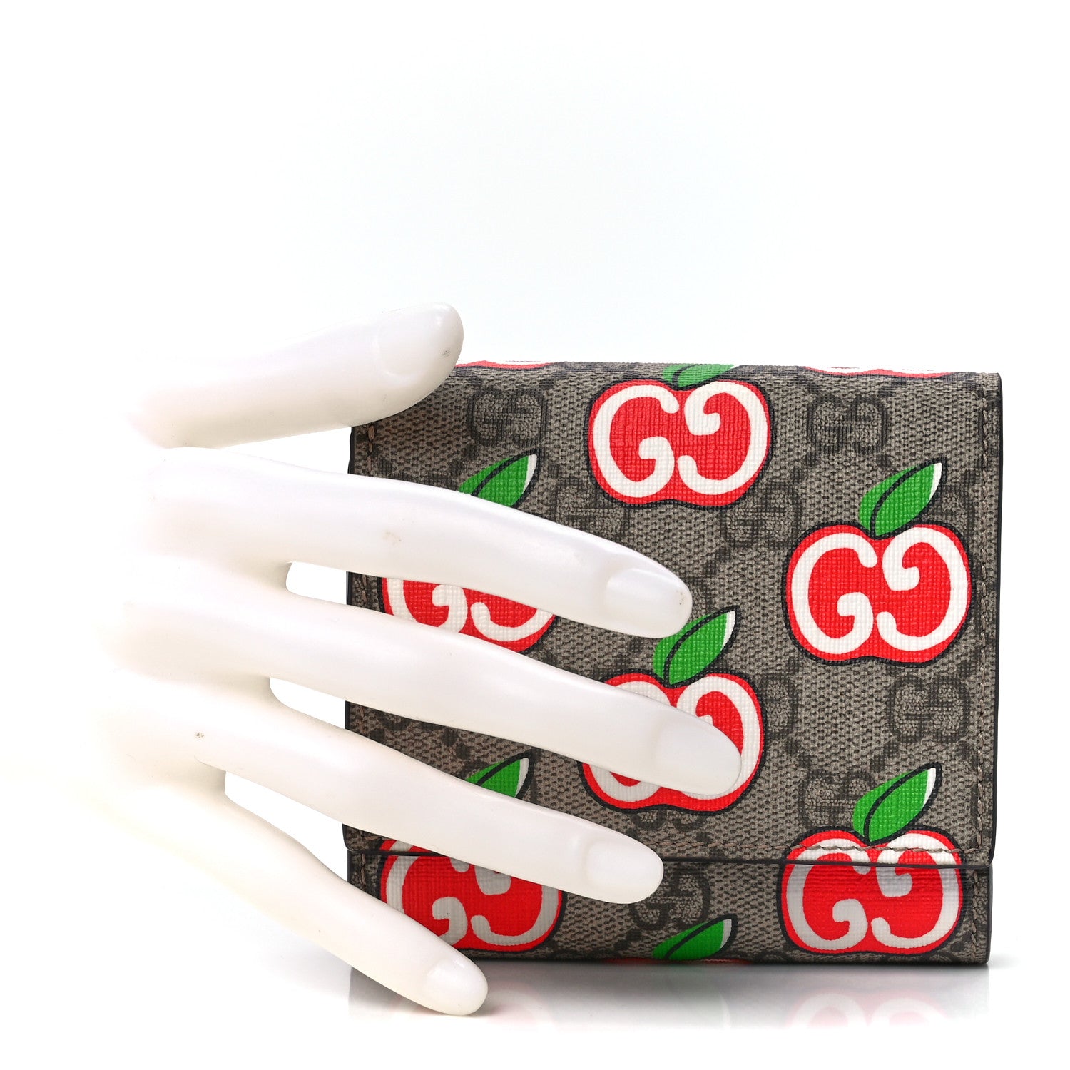 Gucci GG Supreme Apple French Wallet Beige Multicolor Lobster Red 2 of 12