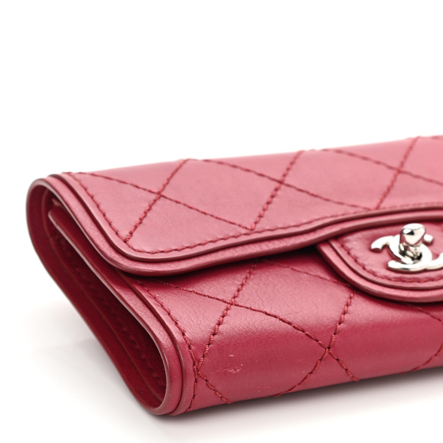 Chanel Calfskin Stitched Clutch Flap Red 8 of 10