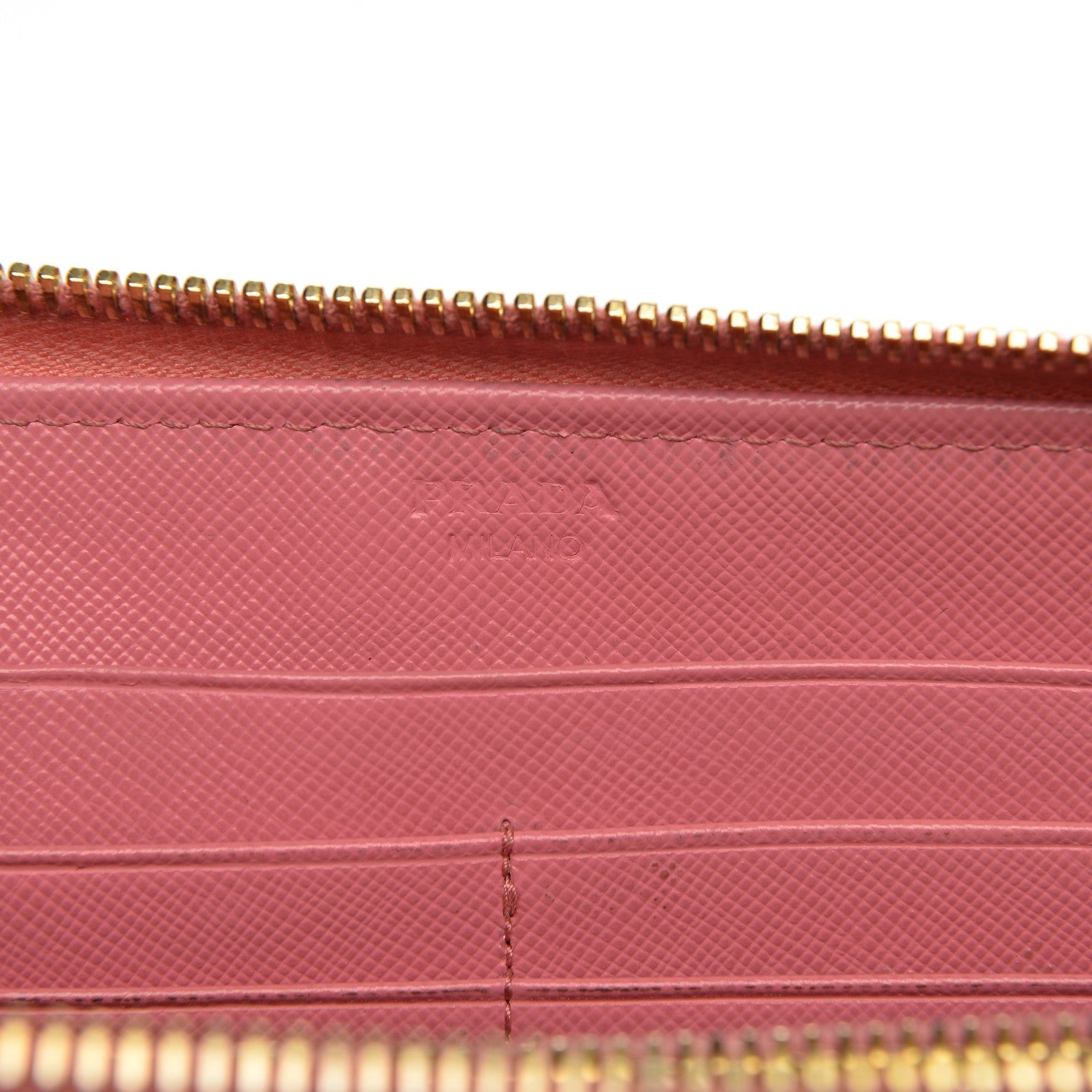 Prada Saffiano Metal Zip Around Wallet Geranio 6 of 11