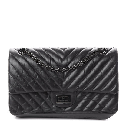 Chanel Aged Calfskin Chevron Quilted 2.55 Reissue 225 Flap So Black 1 of 8