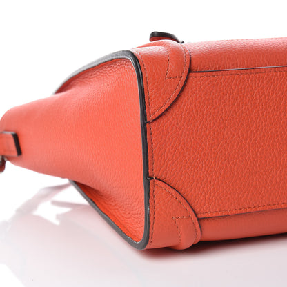 Celine Drummed Calfskin Nano Luggage Vermillion 8 of 9