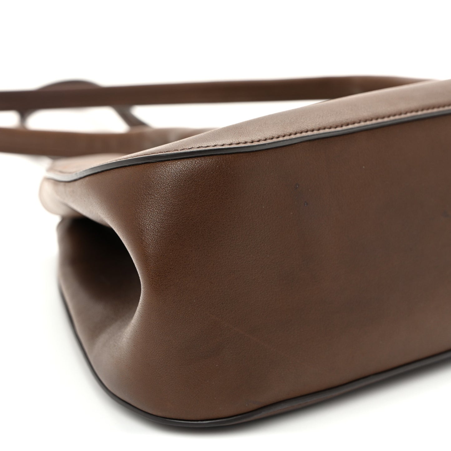Polished Saddle Calfskin Alger Shoulder Bag Deep Brown