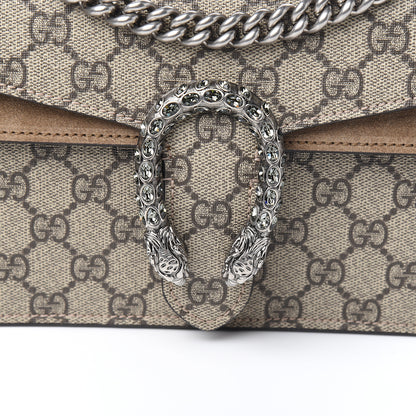 Gucci GG Supreme Monogram Suede Crystal Small Dionysus Shoulder Bag Beige Ebony Taupe 10 of 10