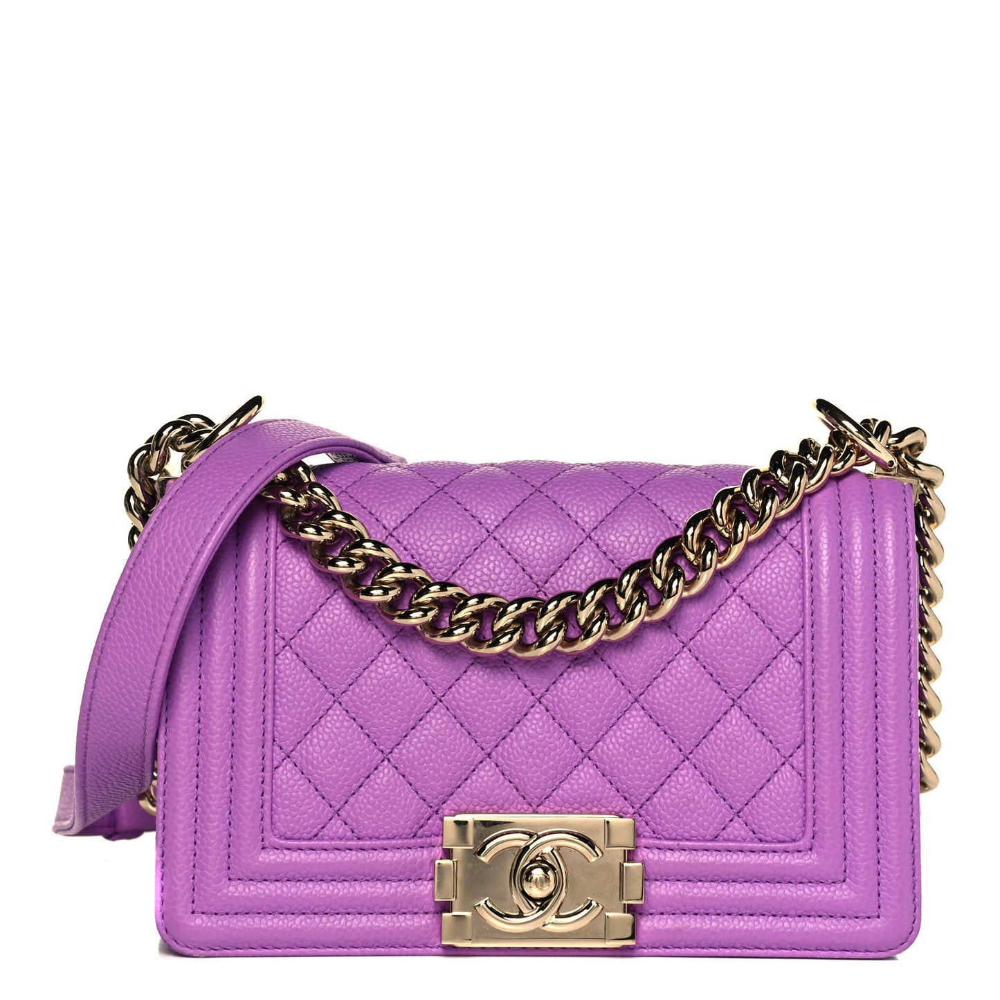 Caviar Quilted Small Boy Flap Violet