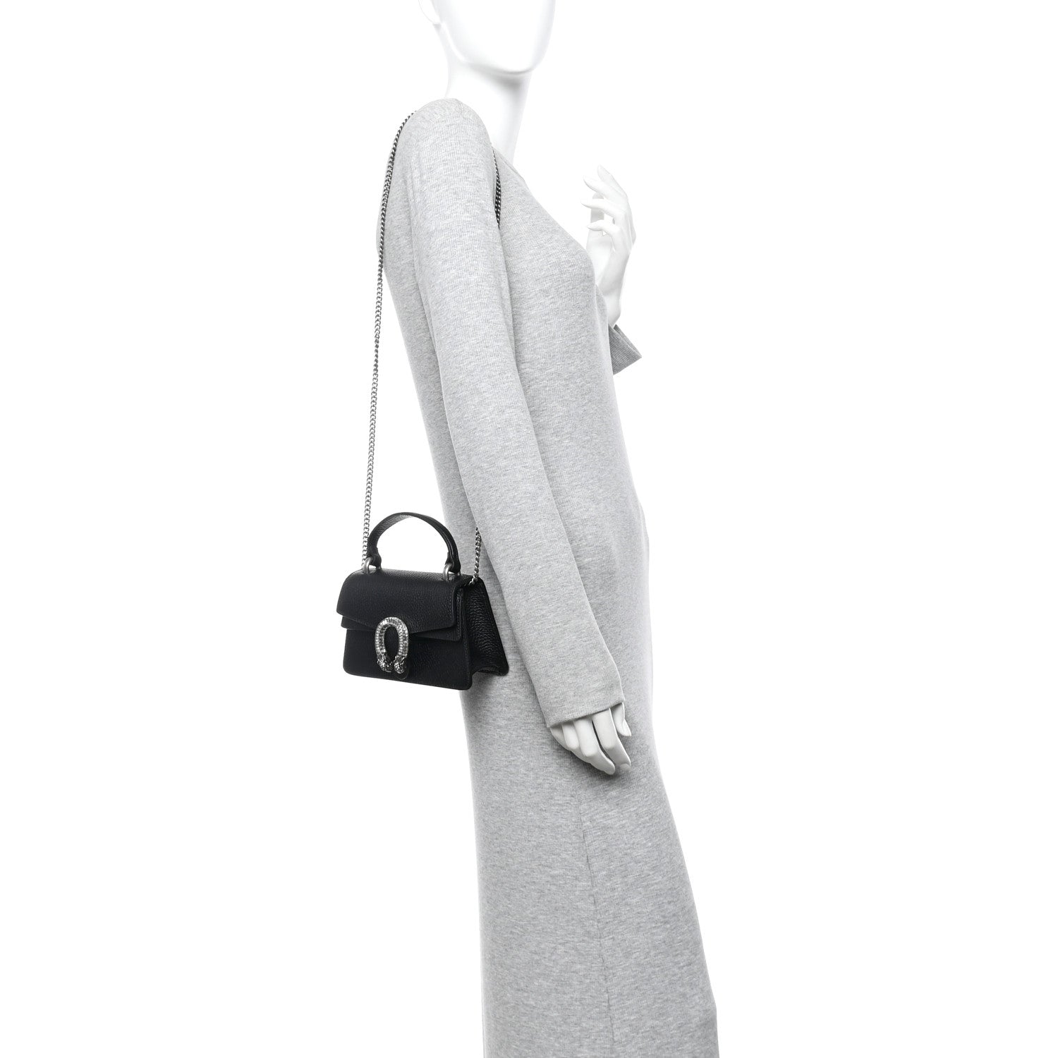 Gucci Dollar Calfskin Crystal Mini Dionysus Top Handle Bag Black Crystal 2 of 10