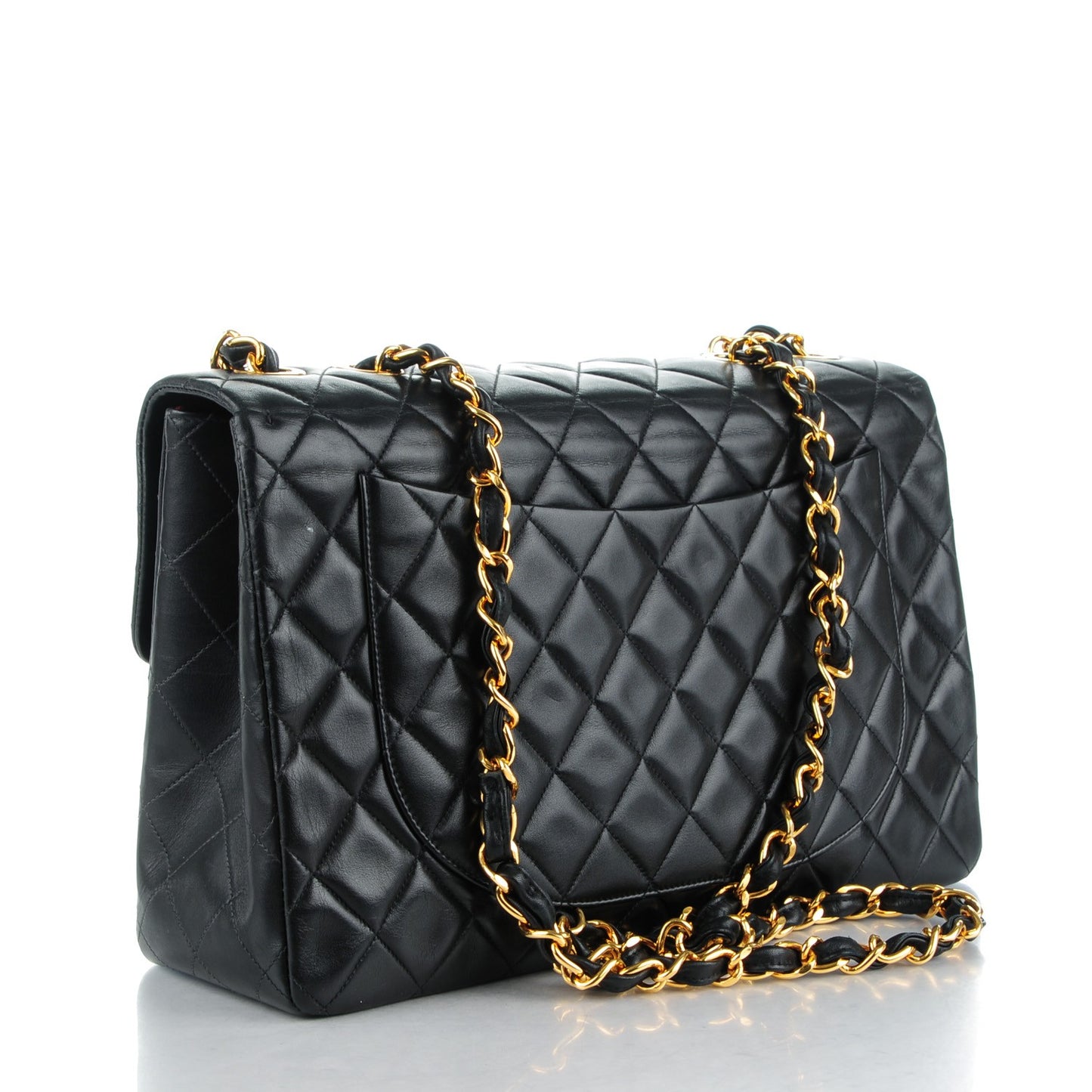 Lambskin Quilted XL Jumbo Single Flap Black