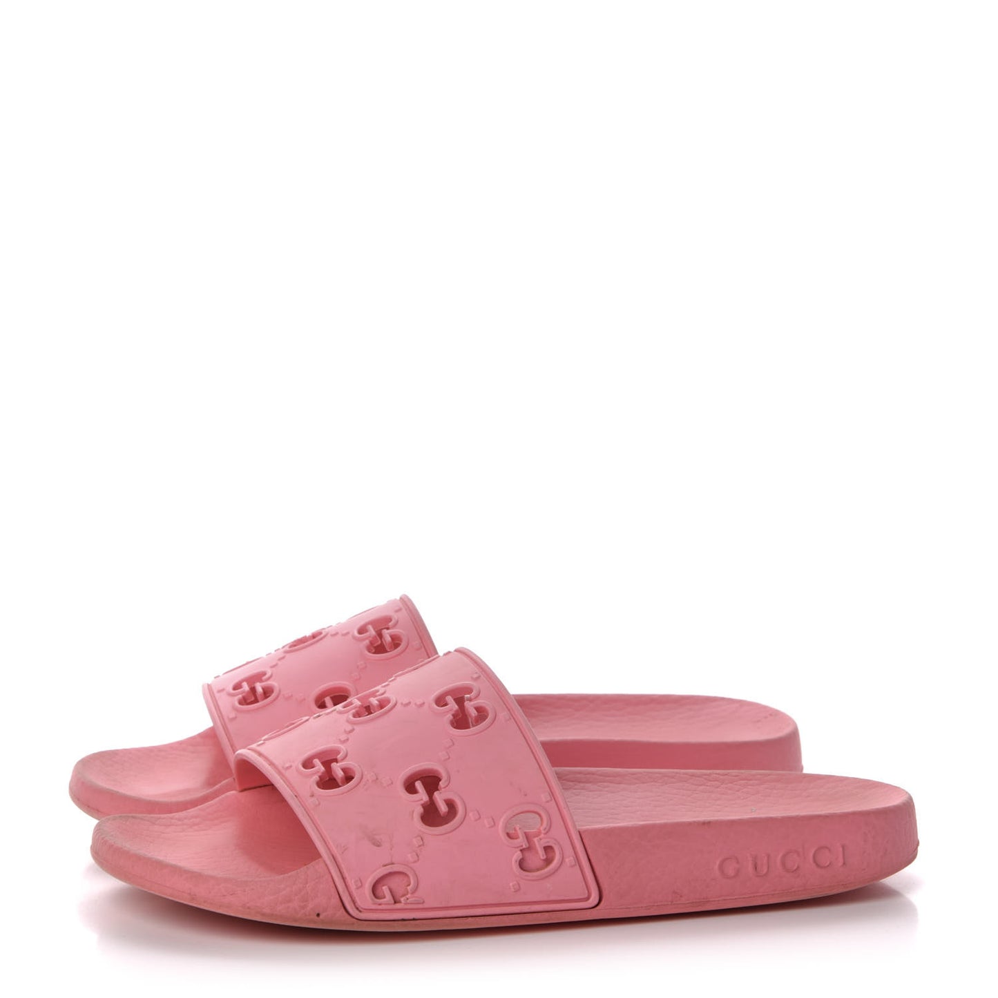 Rubber GG Monogram Perforated Womens Slide Sandals 36 Rose Box