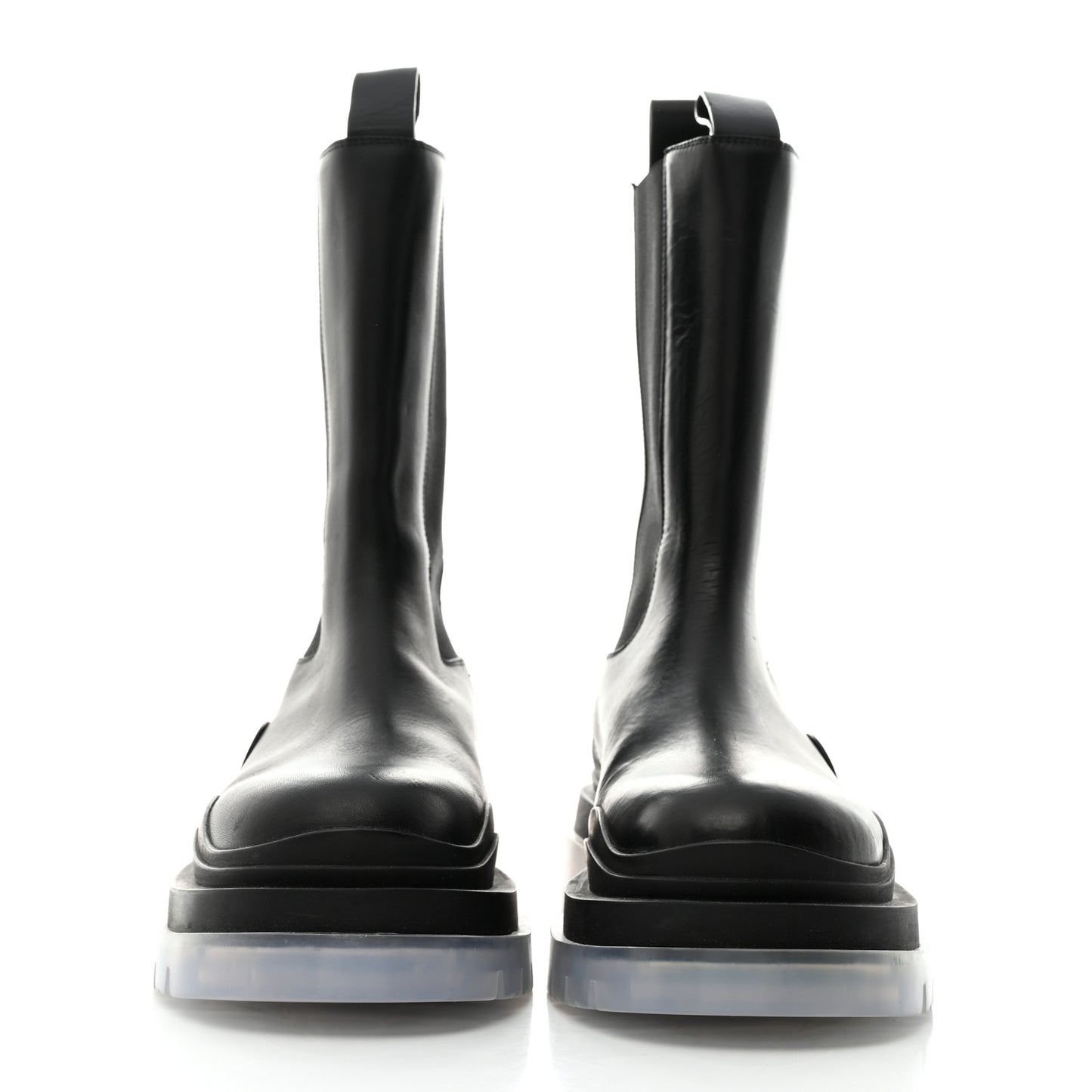 Calfskin Mens The Tire Chelsea Boots 39.5 Black Transparent