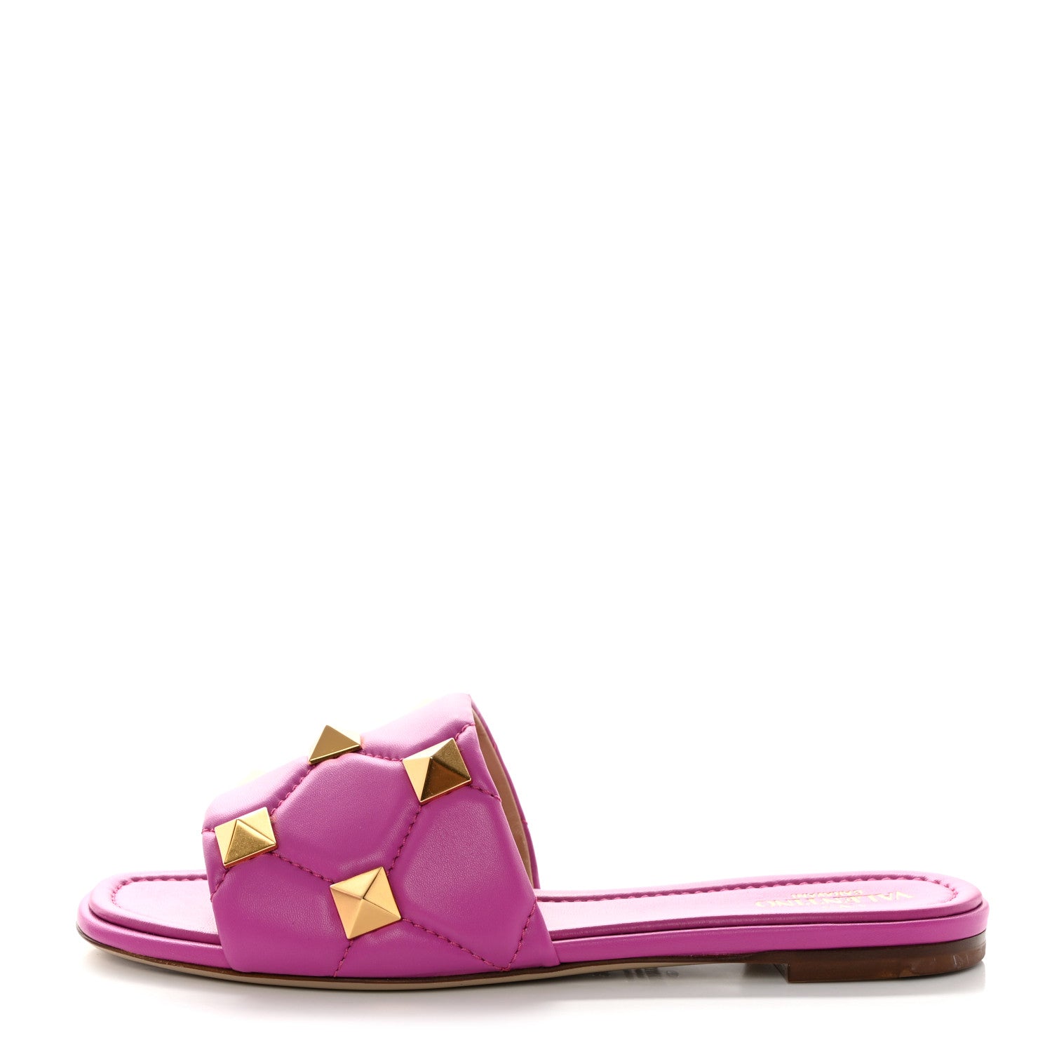 Valentino Garavani Nappa Roman Stud Flat Slide Sandals 38.5 Radiant Orchid 1 of 9