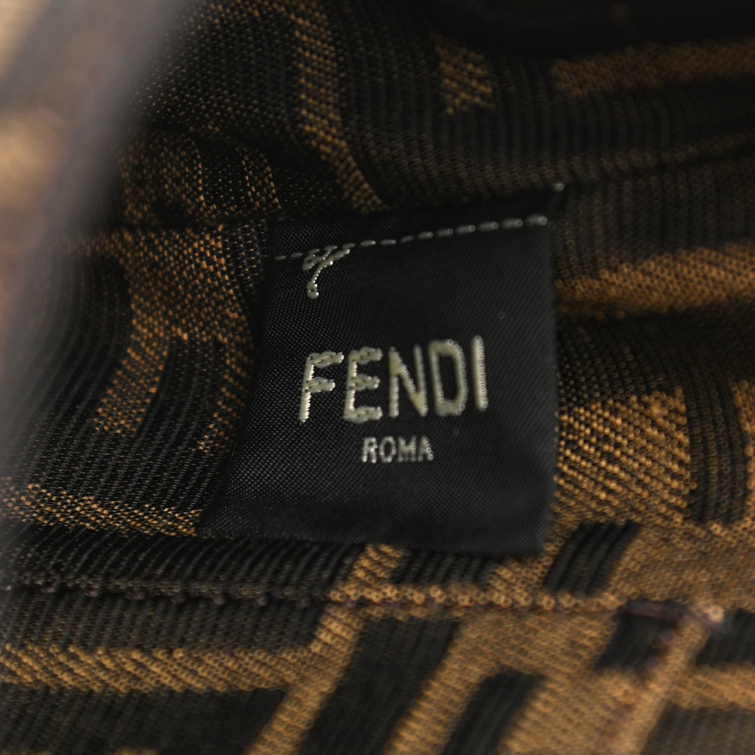 Fendi Fabric Jacquard FF 1974 Mini Baguette Tobacco Moro Black 6 of 10