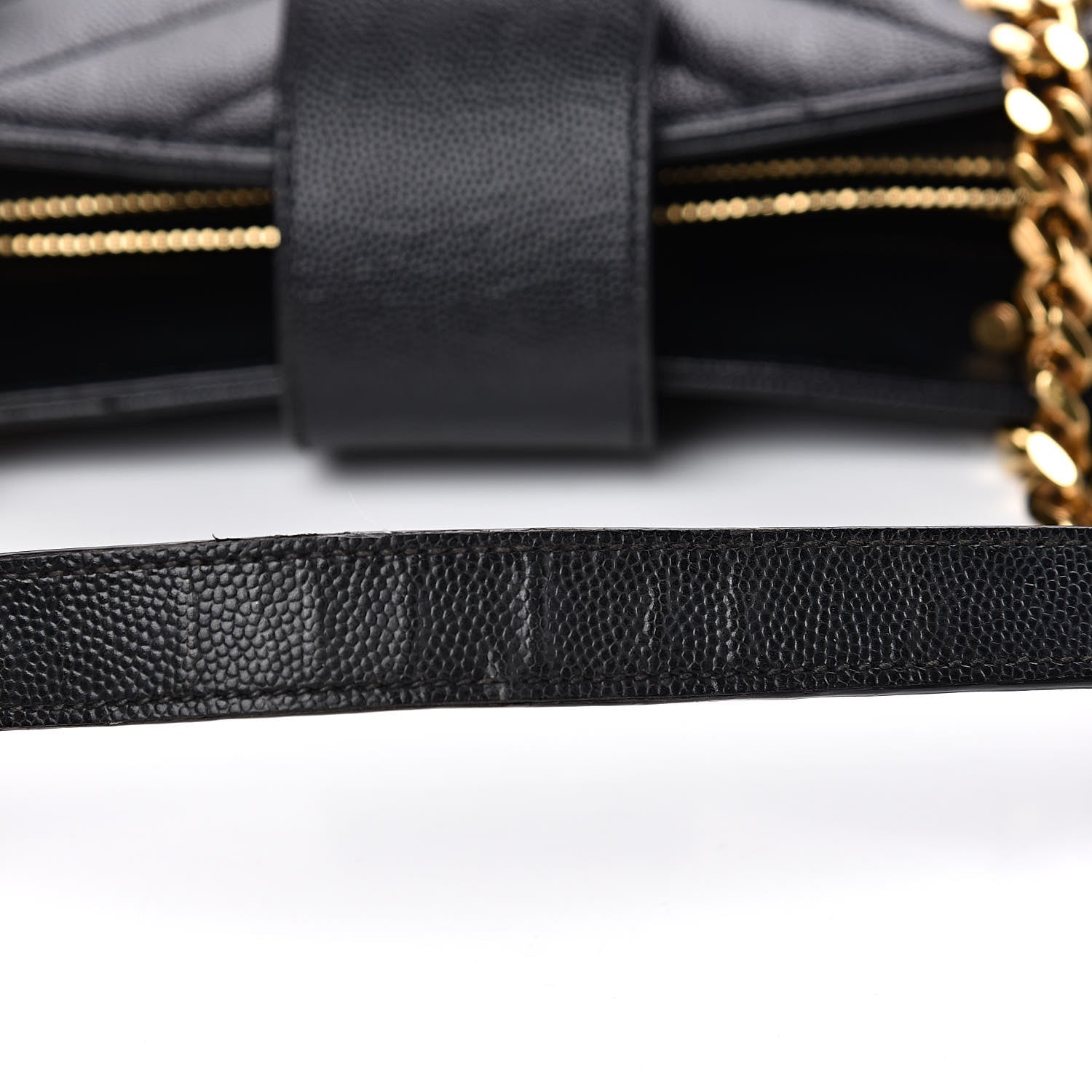 Saint Laurent Grain De Poudre Matelasse Chevron Monogram Shopping Bag Black 12 of 18