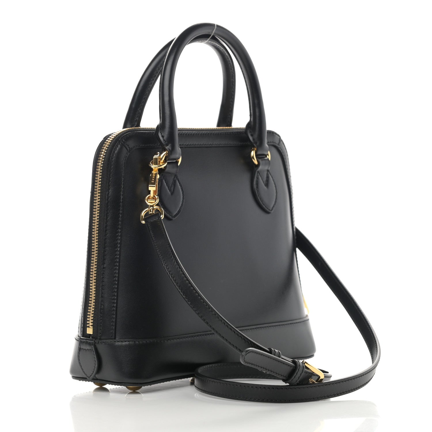 Gucci Boarded Plutone Calfskin Small Horsebit 1955 Top Handle Bag Black 3 of 15