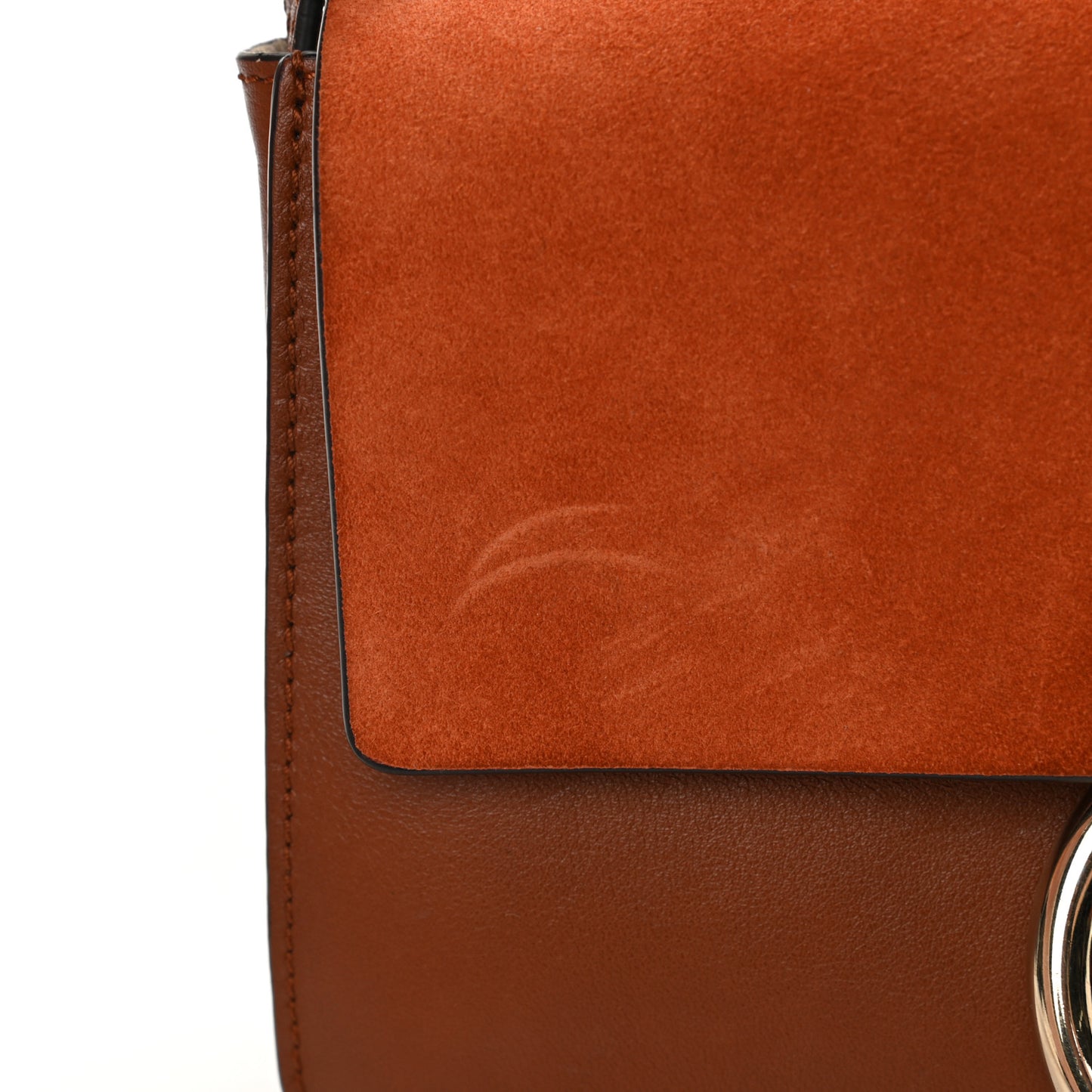 Suede Calfskin Small Faye Shoulder Bag Tobacco