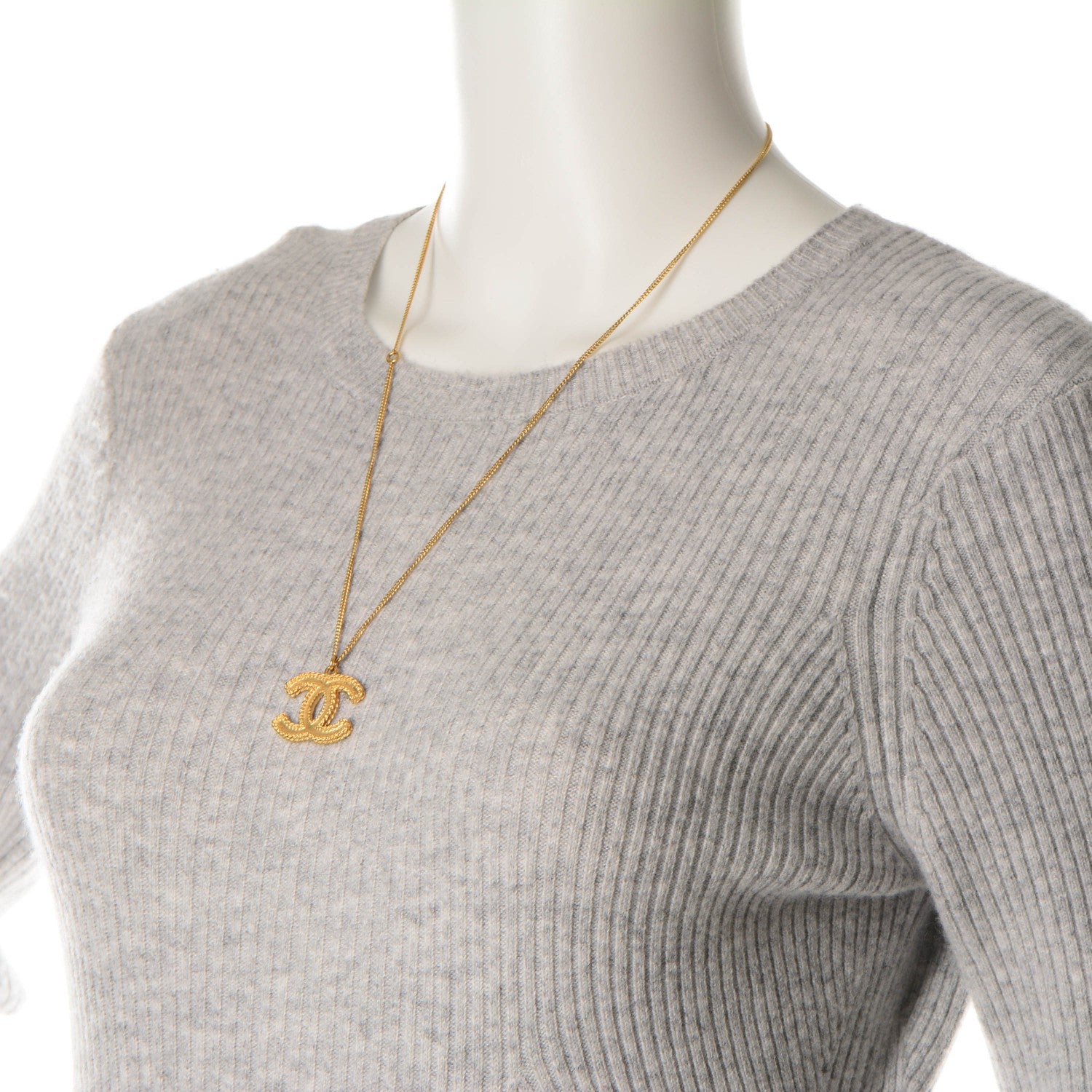 Chanel CC Pendant Necklace Gold 2 of 3