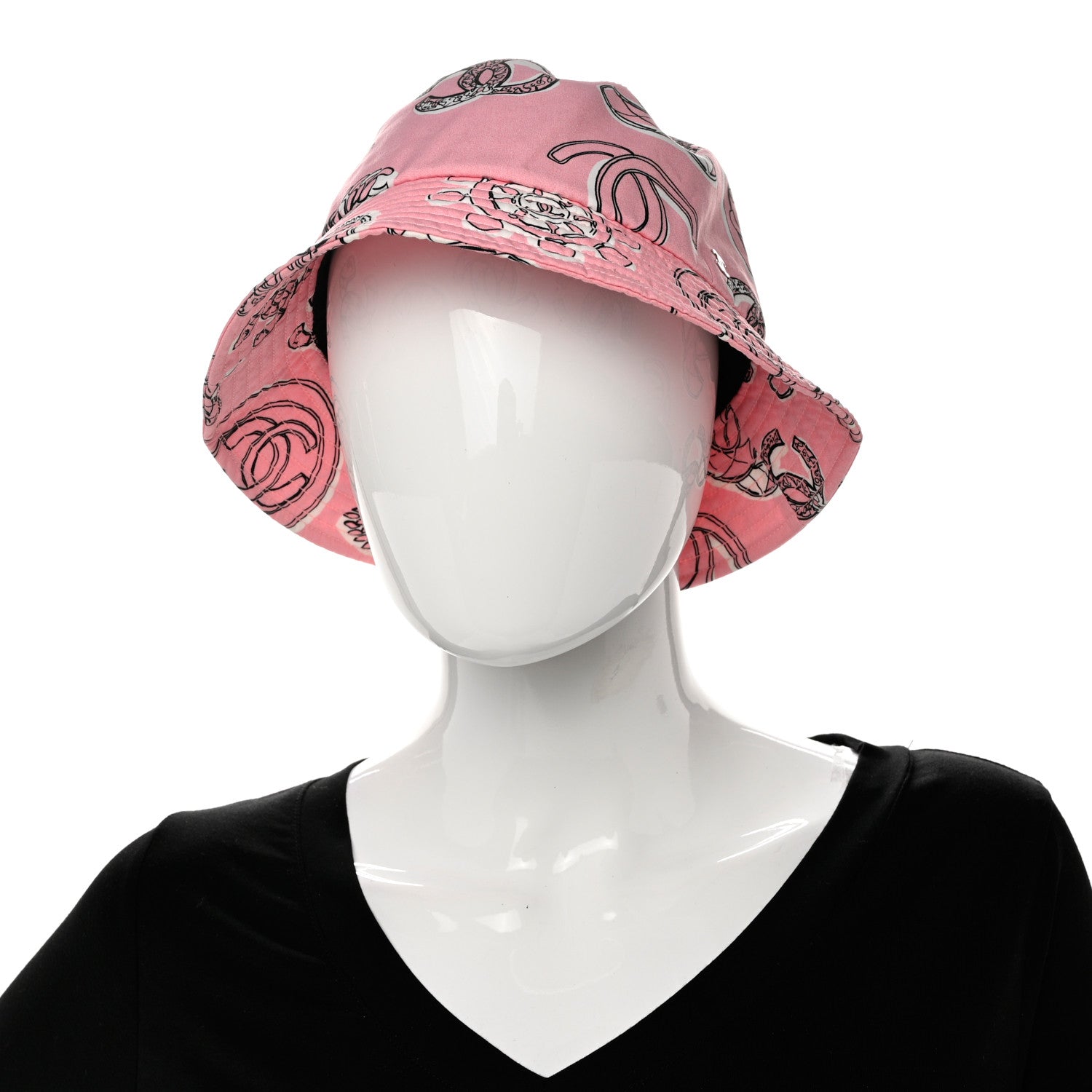 Chanel Cotton Heart Print Bucket Hat S Rose 2 of 7