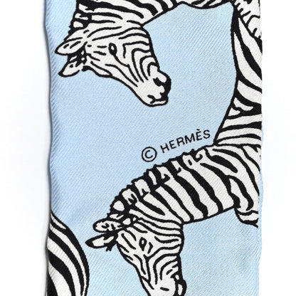 Hermes Silk Les Zebres Twilly Ciel Black White 3 of 4