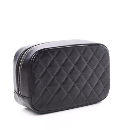 Chanel Lambskin Quilted Medium Curvy Pouch Cosmetic Case Black 2 of 9