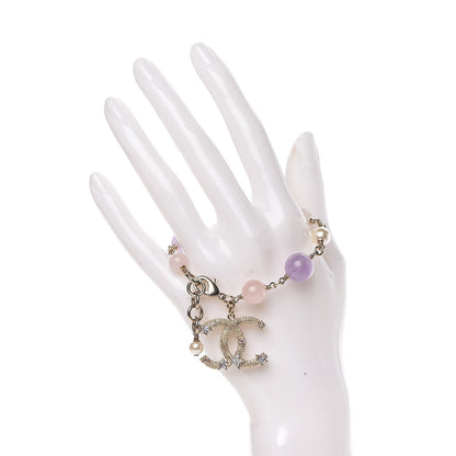 Chanel Pearl Beaded Crystal Star CC Bracelet Purple Gold 2 of 5