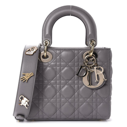 Christian Dior Lambskin Cannage Small Lucky Badges My Lady Dior Grey 1 of 14