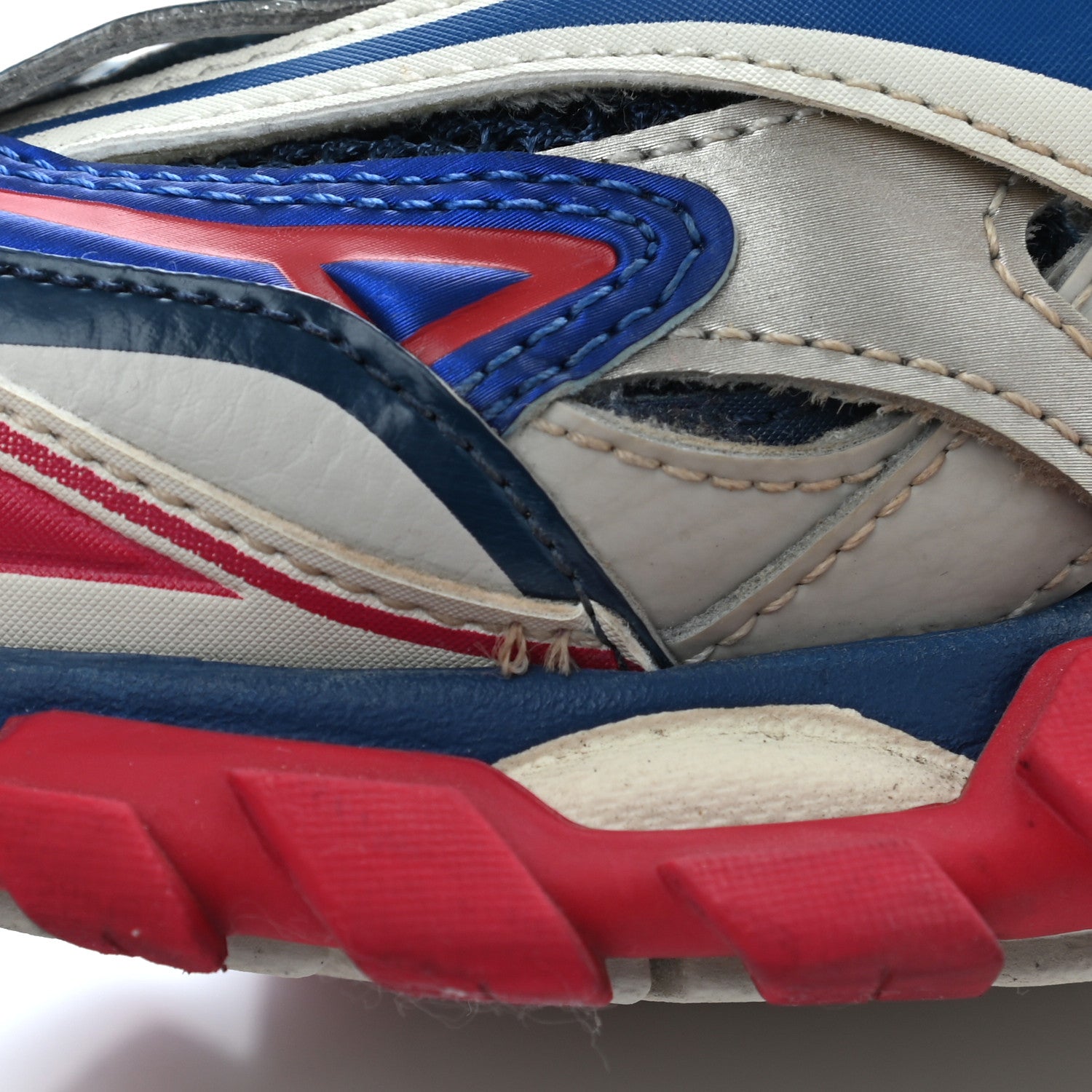 Balenciaga Rubber Mesh Bi-Color Womens Track.2 Open Sneakers 35 Beige Blue Red 10 of 17