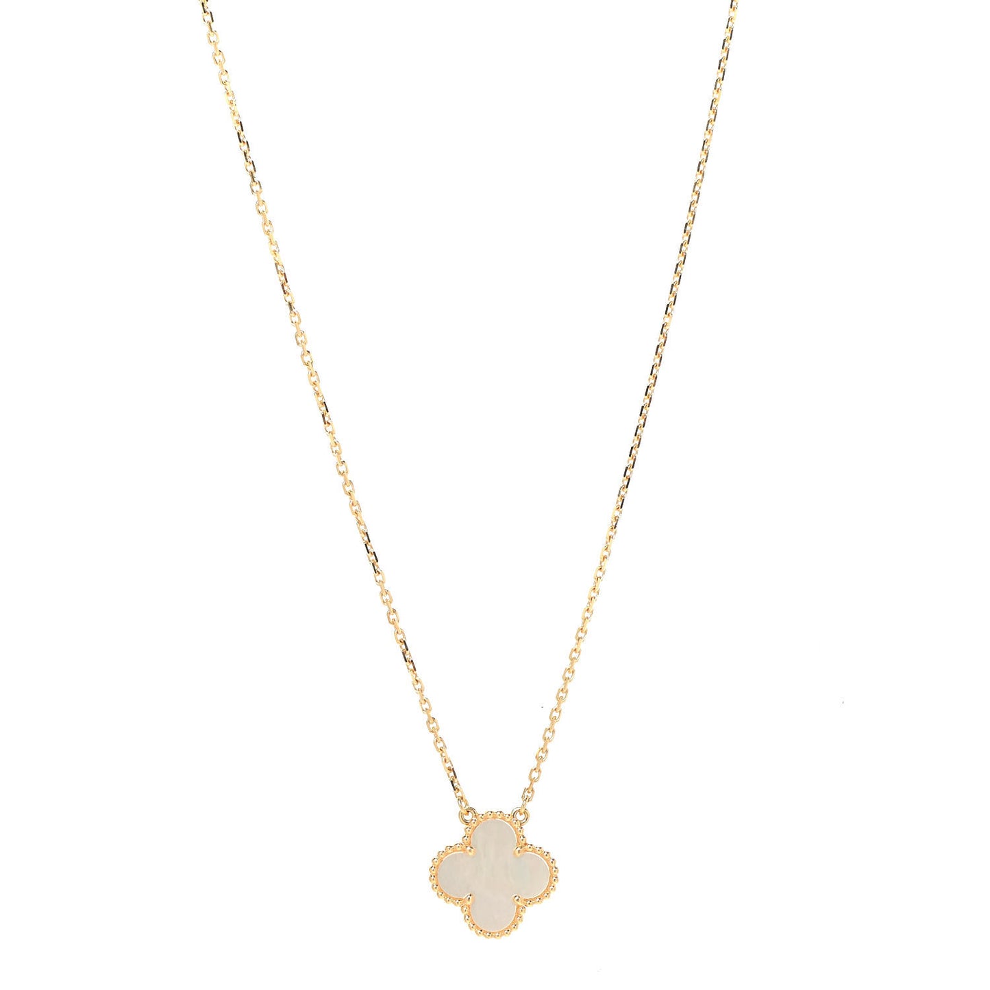 18K Yellow Gold Mother of Pearl Vintage Alhambra Pendant Necklace