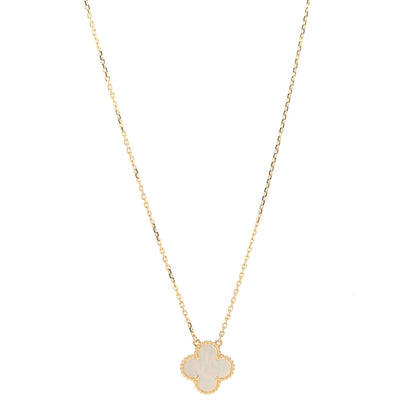 Van Cleef & Arpels 18K Yellow Gold Mother of Pearl Vintage Alhambra Pendant Necklace 1 of 6