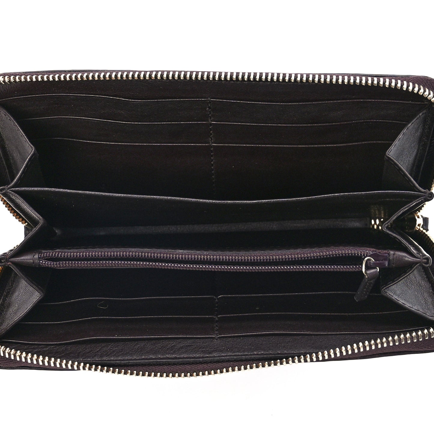 Guccissima Margaux Calfskin Metal Bar Zip Around Wallet Chocolate