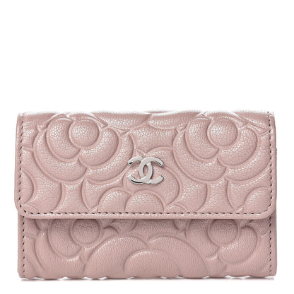 Chanel Goatskin Camellia Embossed Card Holder Wallet Light Pink 1 of 9