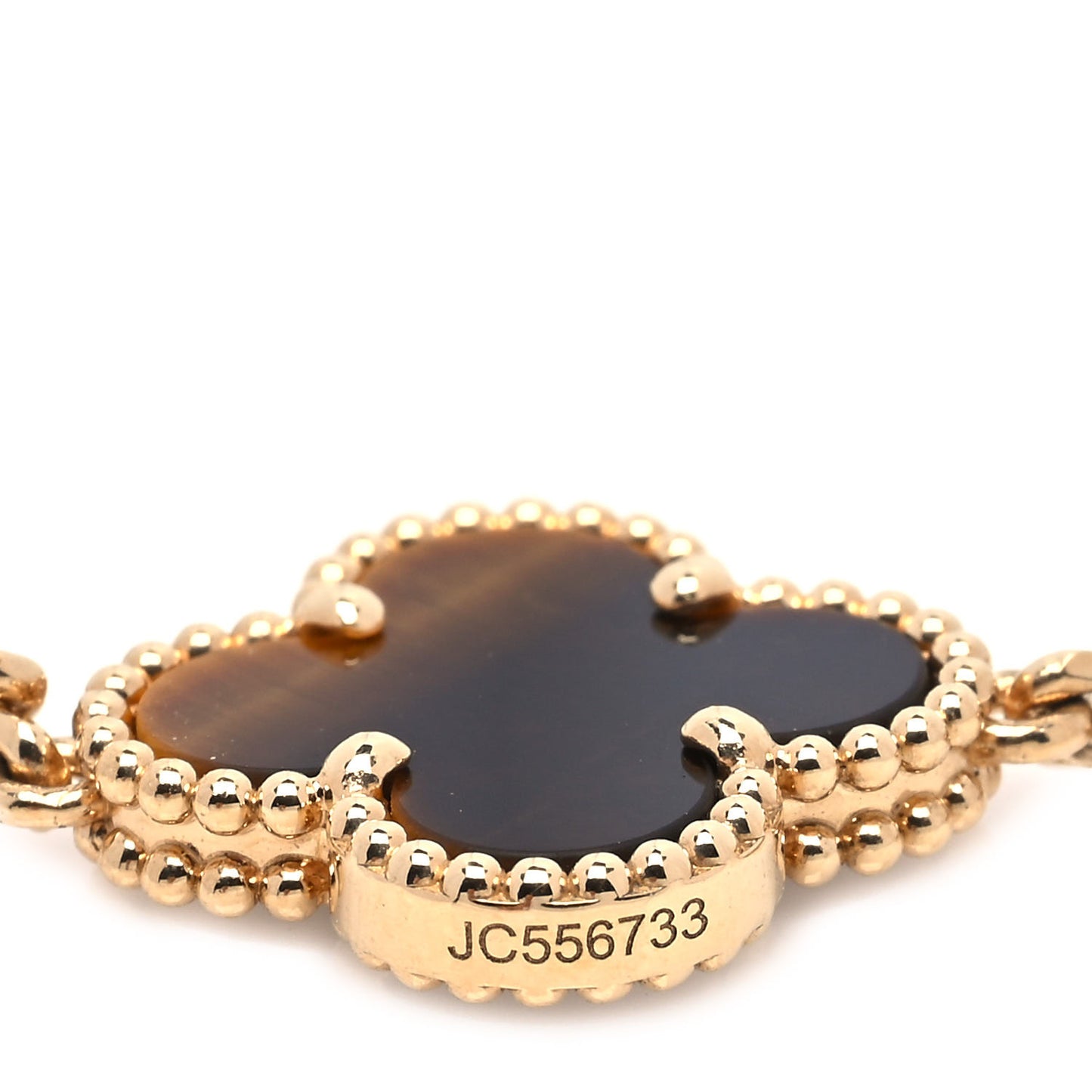 18K Yellow Gold Tiger Eye 5 Motifs Vintage Alhambra Bracelet