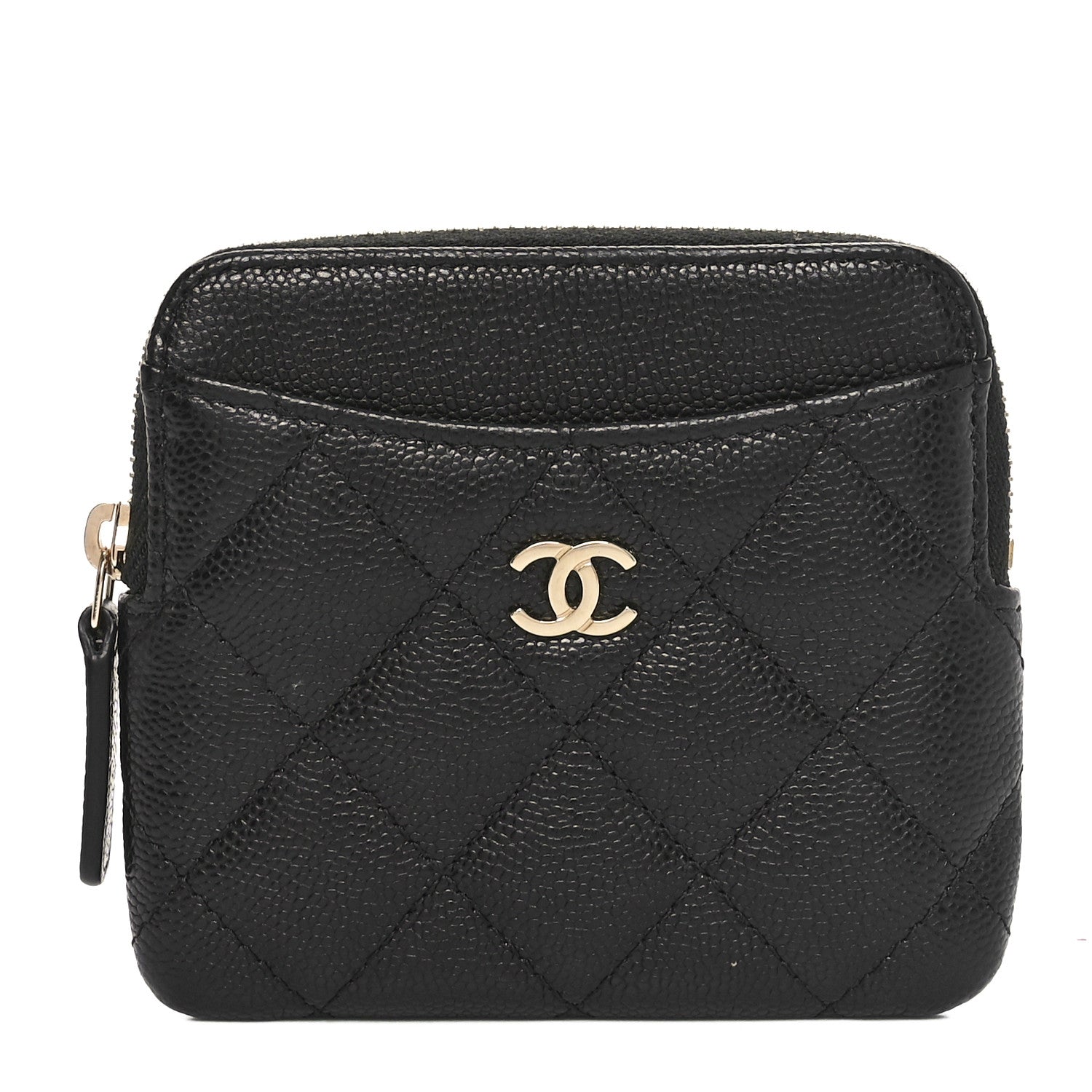 Chanel Caviar Quilted Zip Card Holder Wallet Black 1 of 9