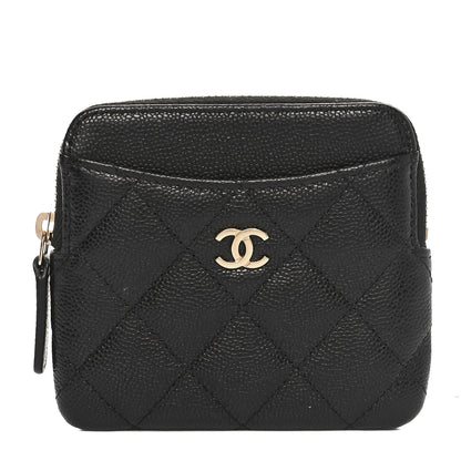 Chanel Caviar Quilted Zip Card Holder Wallet Black 1 of 9