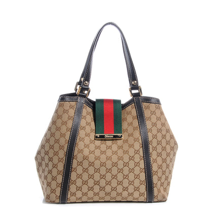Gucci Monogram Medium New Ladies Web Tote Ebony 1 of 7