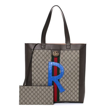 Gucci GG Supreme Monogram Web Large DIY Ophidia Vertical Shopping Tote Brown 1 of 12
