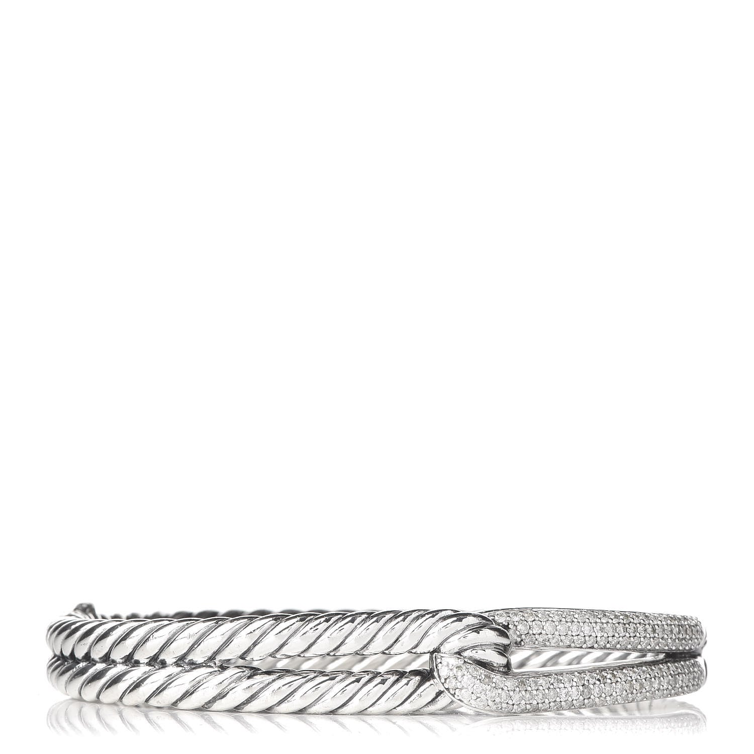 David Yurman Sterling Silver Diamond Pave 10mm Single Loop Labyrinth Bracelet 1 of 4