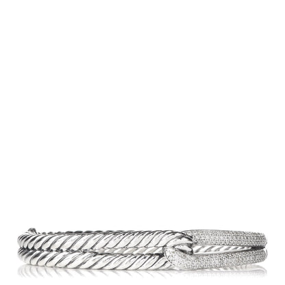 David Yurman Sterling Silver Diamond Pave 10mm Single Loop Labyrinth Bracelet 1 of 4