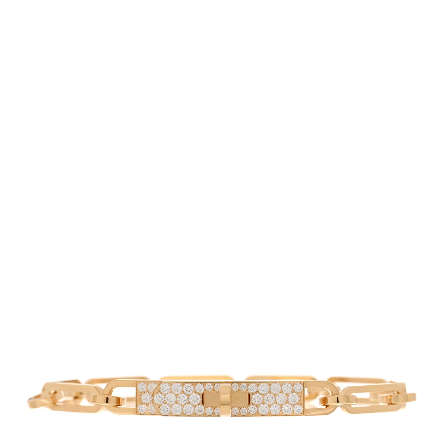 18K Yellow Gold Diamond Pave PM Kelly Chaine Bracelet XS