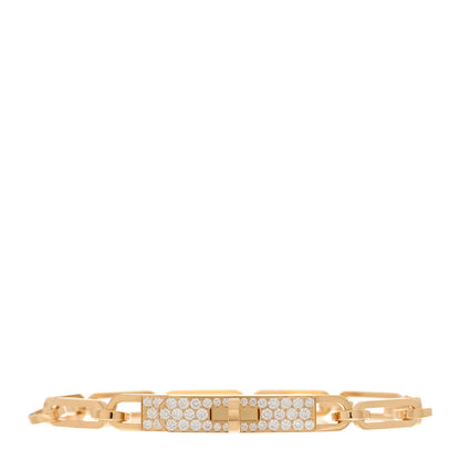 Hermes 18K Yellow Gold Diamond Pave PM Kelly Chaine Bracelet XS 1 of 4