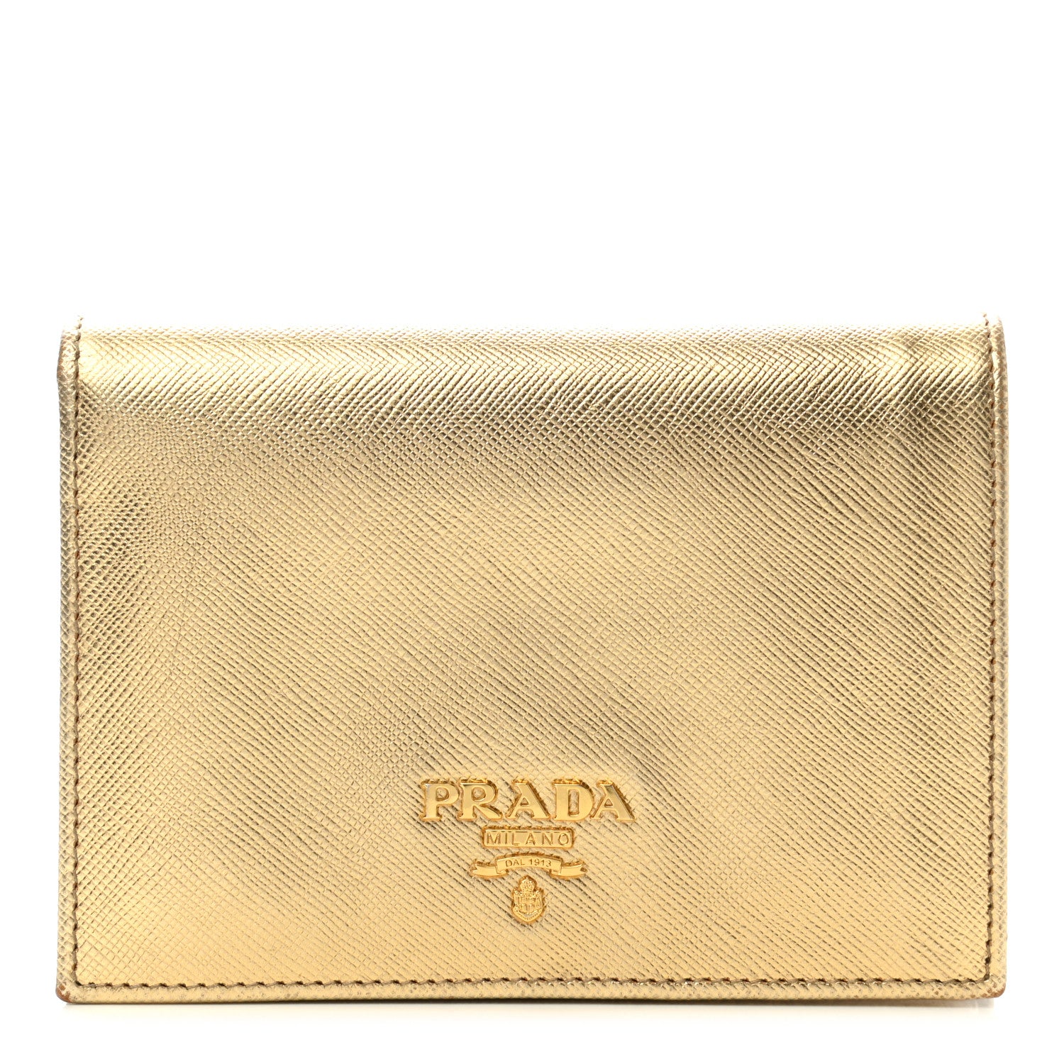 Prada Saffiano Metal Bi-Fold Wallet Platino 1 of 7
