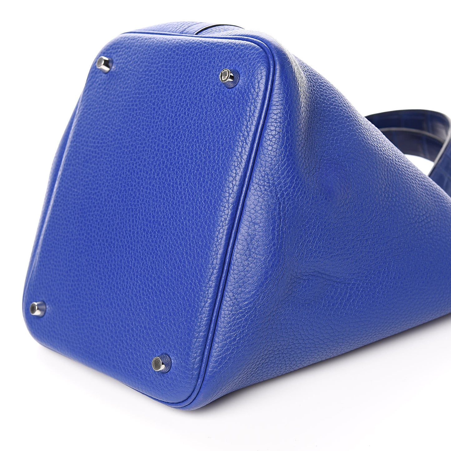 Taurillon Clemence Matte Alligator Picotin Lock Touch 22 MM Bleu Electrique