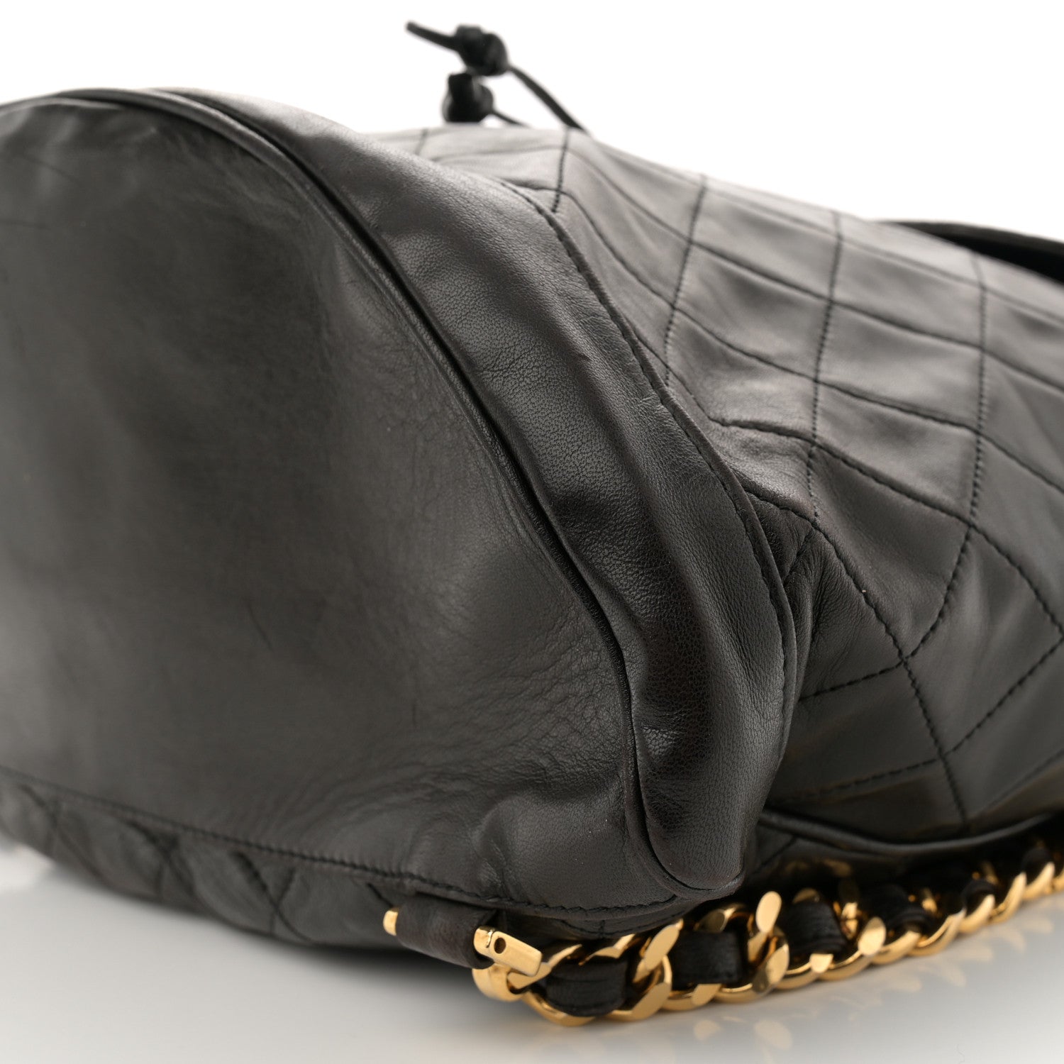 Chanel Lambskin Quilted Drawstring Backpack Black 10 of 11