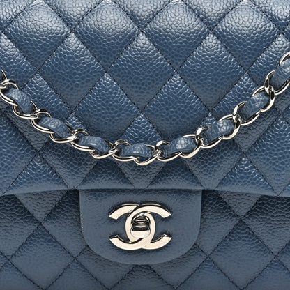 Chanel Caviar Quilted Medium Double Flap Dark Blue 8 of 10