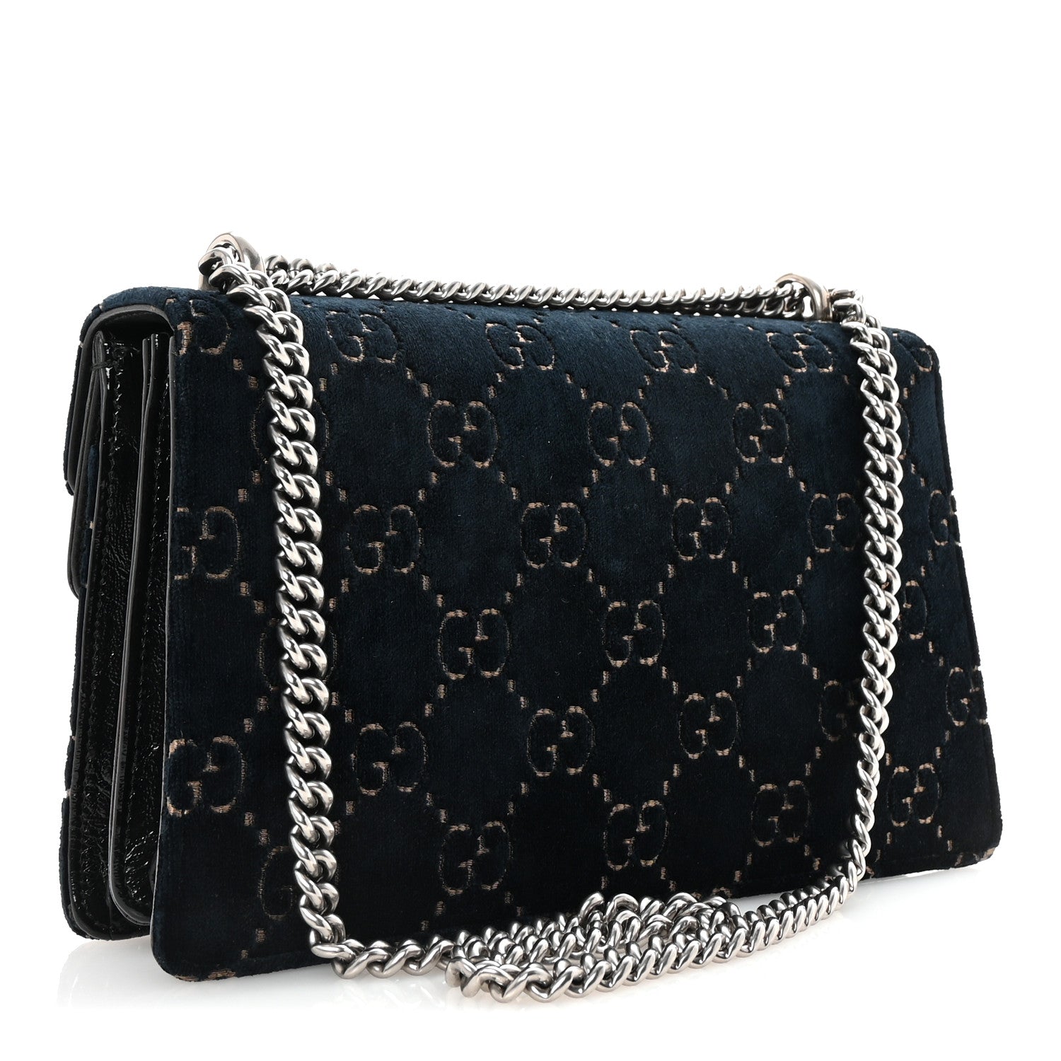 Gucci Velvet Skipper GG Monogram Small Dionysus Shoulder Bag Blue Beige Black 3 of 10