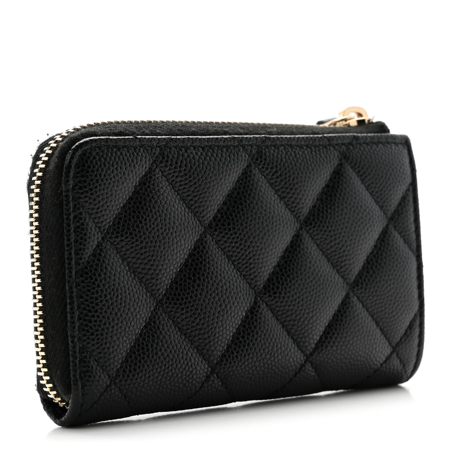 Caviar Quilted Zipped Key Holder Case Black