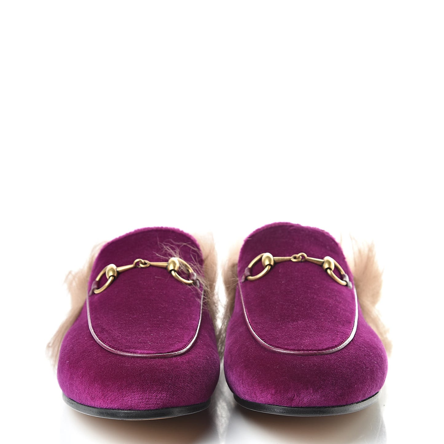 Velvet Fur Womens Princetown Slippers 37.5 Fucsia Violet Cyclamen Natural