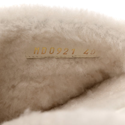 Christian Dior Shearling Canvas Lurex Embroidered Dway 10mm Slide Sandals 40 Natural Platinum 6 of 8