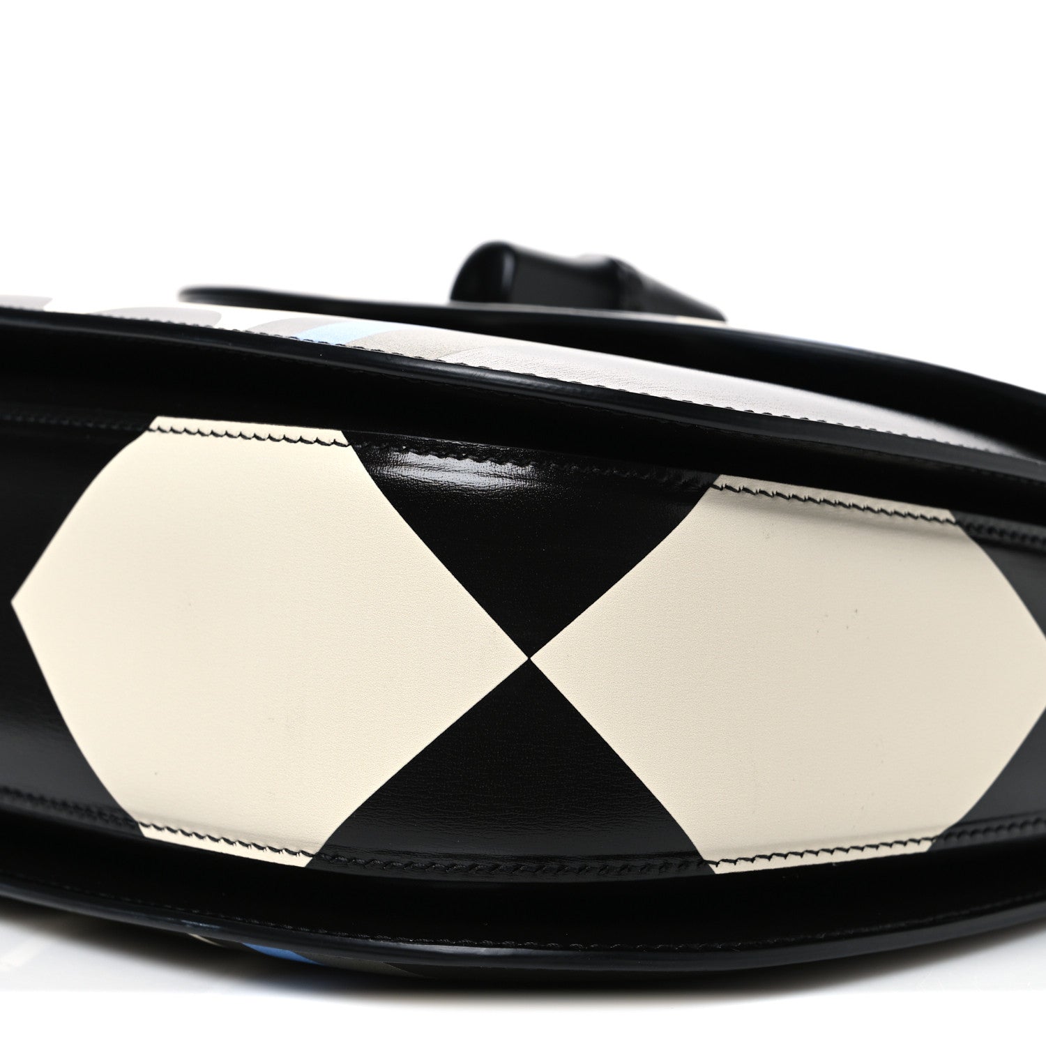 Gucci Calfskin Geometric Print Medium Bamboo 1947 Top Handle Bag Black Multicolor 10 of 10