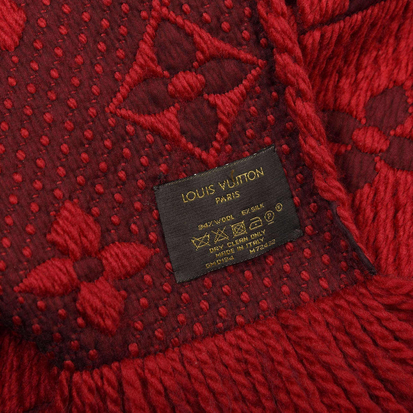 Wool Silk Logomania Scarf Rubis