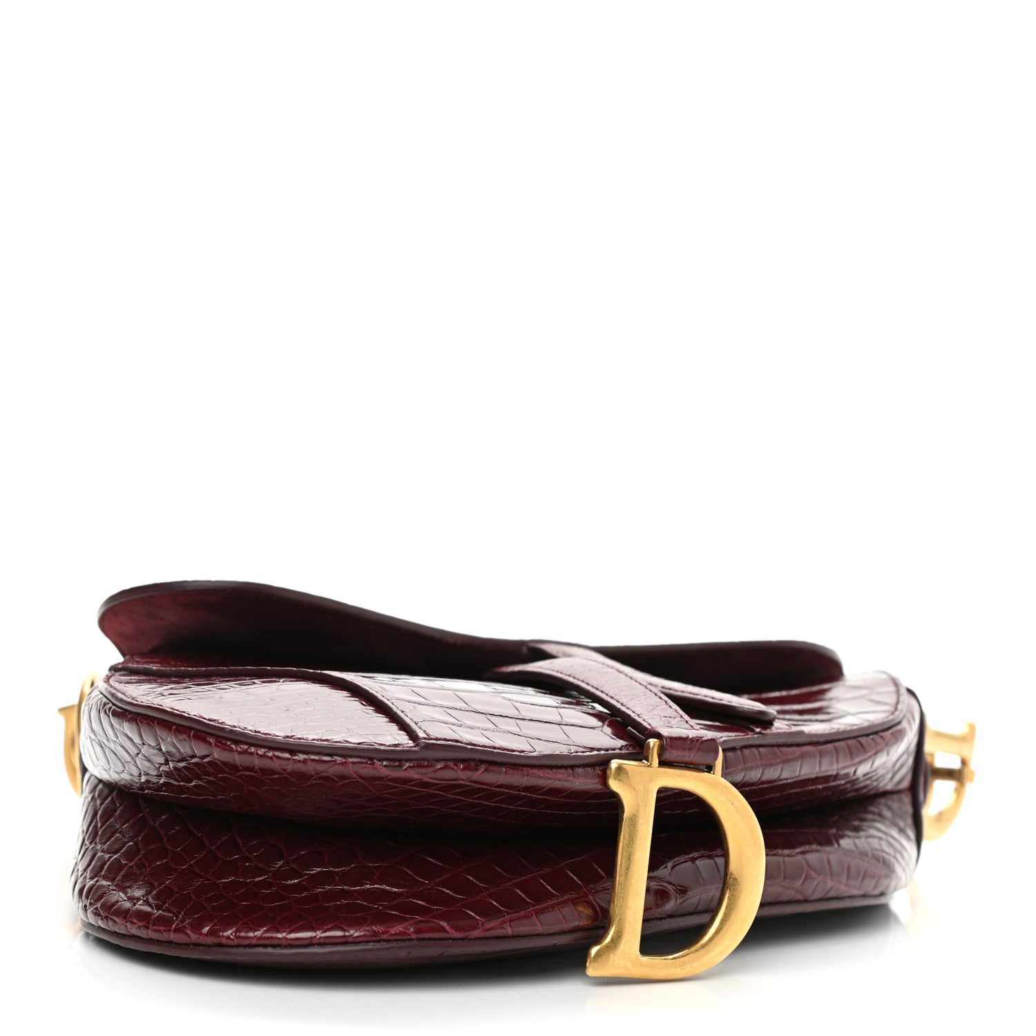Christian Dior Shiny Alligator Saddle Bag Amaranthe 4 of 9
